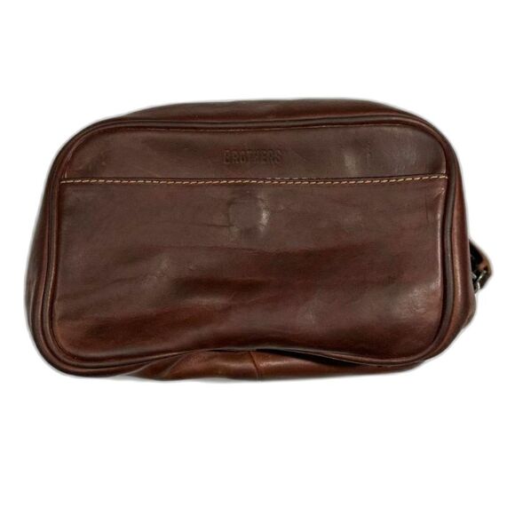 Vintage Men's Oiled Leather Brown Multi Compartment Toiletry/Travel/Gym Bag